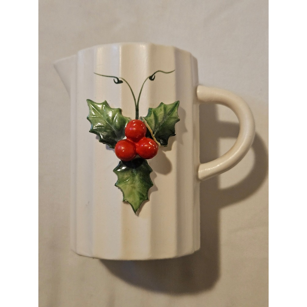 Vintage Holt Howard 1959 Christmas Holly Berry Ceramic Creamer Pitcher Japan